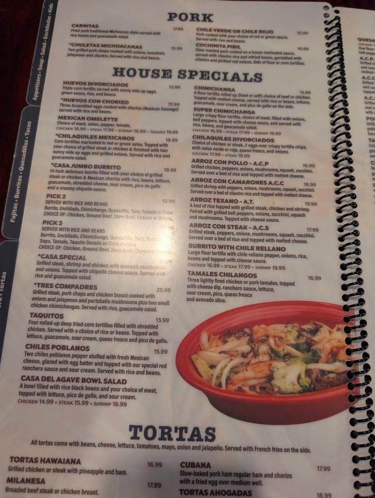 Casa Del Agave Bar & Grill Menu image 1
